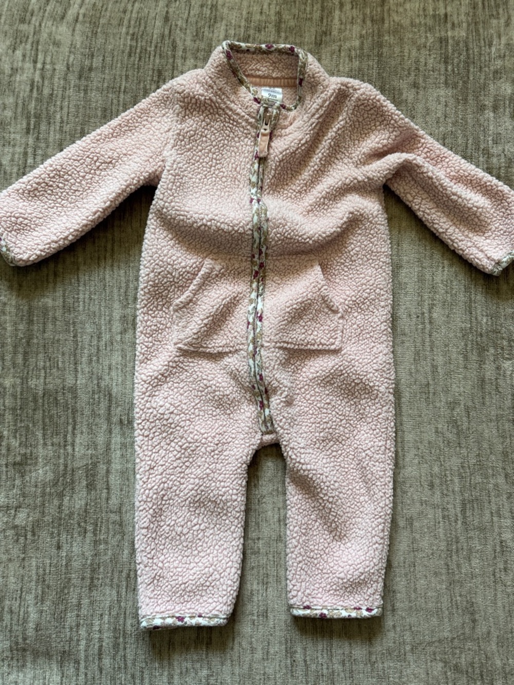 Kids Pink Fleece One-Piece Romper - Cozy Zip Front Sherpa